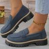 Fashion Women Casual Suede Shoes Wedge Slip on Loafers Autumn Winter Shoes