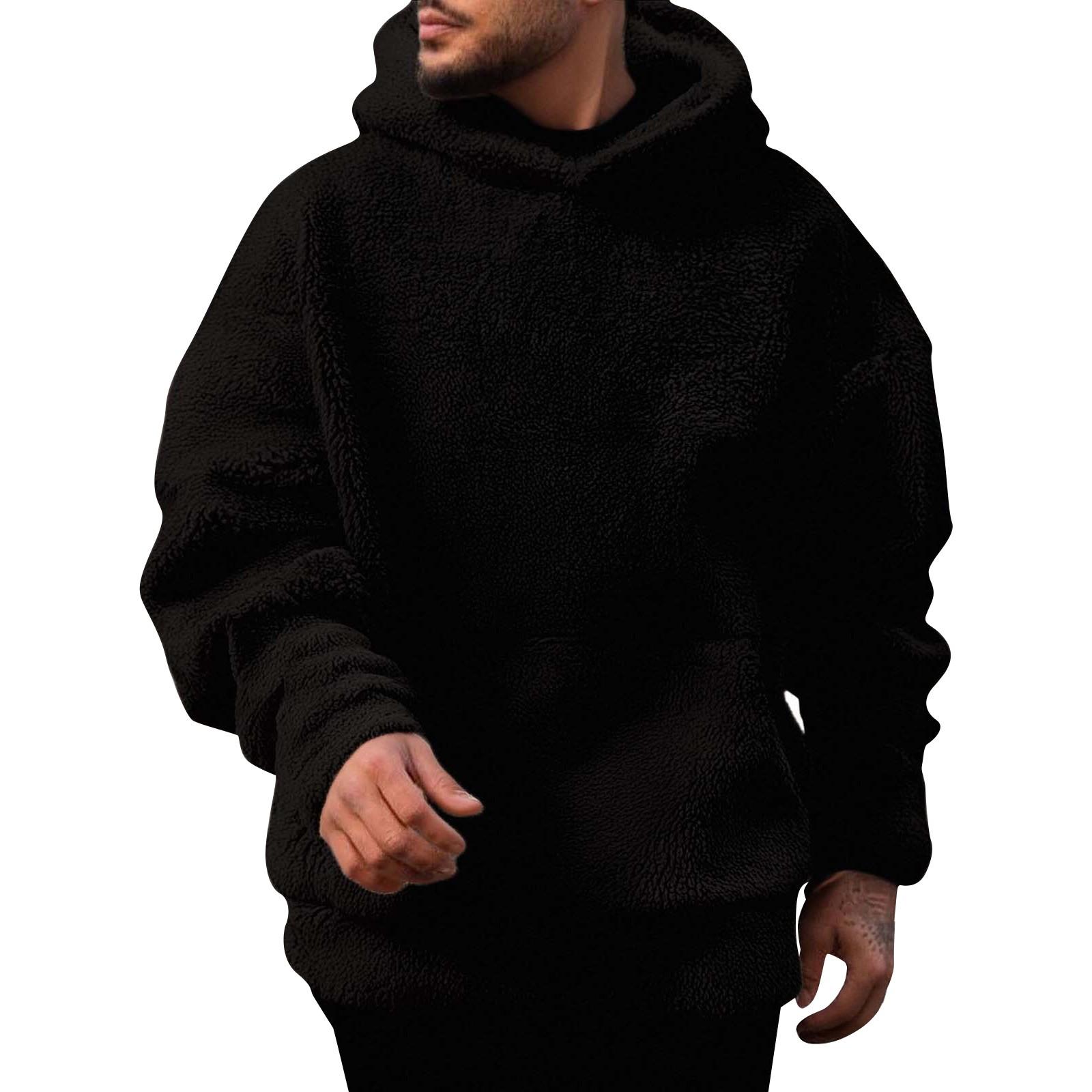 

Мужская повседневная плюшевая двухсторонняя флисовая цветная толстовка с капюшоном XXL