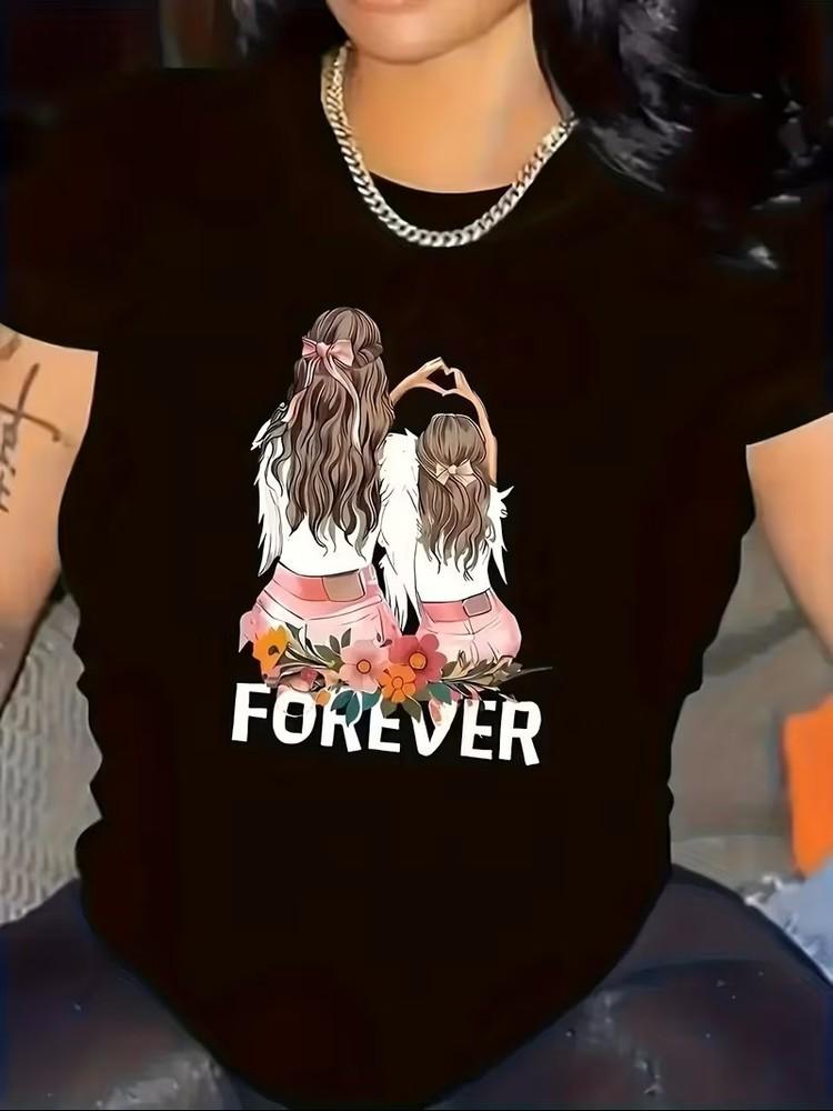 Unisex Mother Daughter Matching Shirts Forever Graphic Tee Set Gift Family Outfit