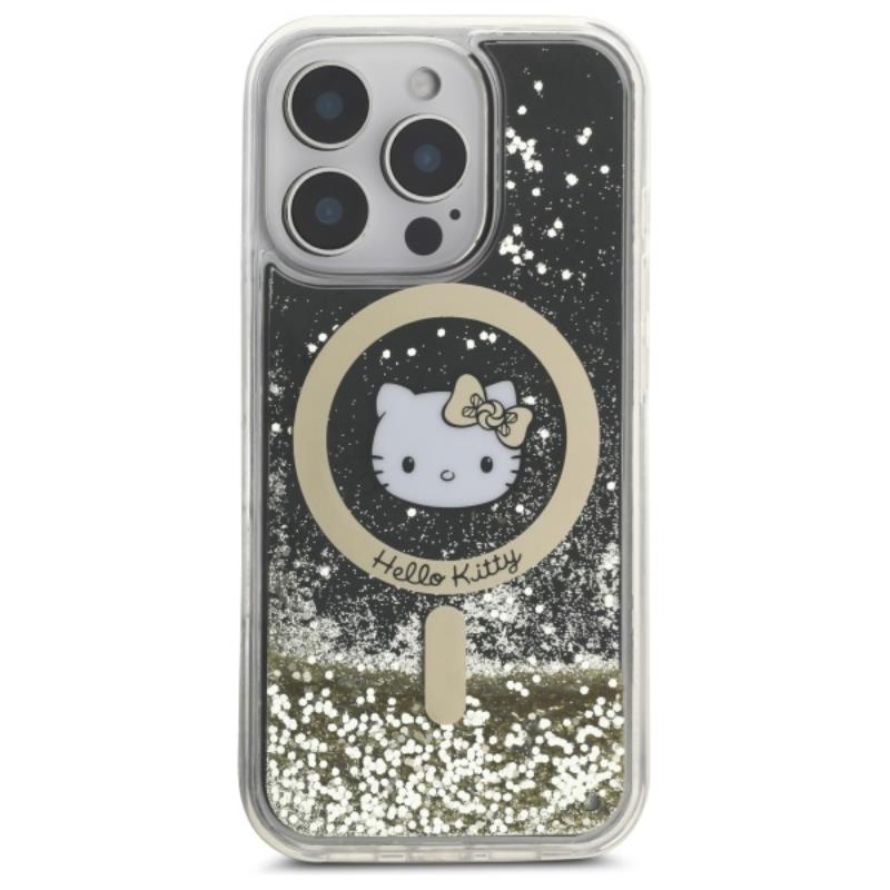 Hello Kitty Liquid Glitter Fever Magsafe - Etui Iphone 16 Pro (Czarny / Złoty)