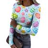 Women's And Winter Slim T-shirt Fashion Casual Printing Round Neck Pullover Long Sleeve Top