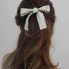 MERRYMOTIVE Flower Lace Ribbon Bow Hairpin (Ivory)