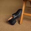 Krazing Pot Sheepskin Autumn Winter Shoes Slip on Chunky Heels Oxford Shoes Size 43 Round Toe Deep Mouth Waterproof Pumps