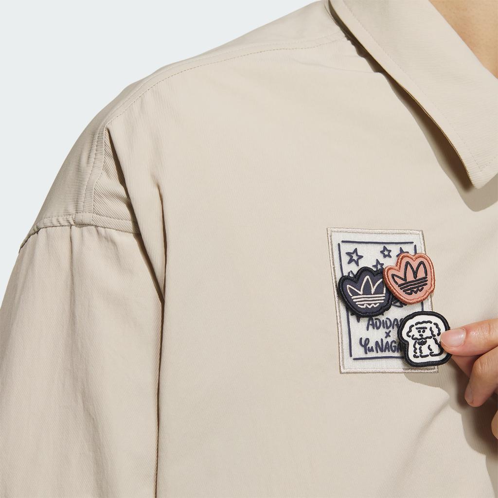 Adidas Originals X Changchangxiong Collaboration Nagaba Sportswear Ss23 Flap Pocket Logo Zipper Collar Jacket Men Jacket Beige IS0643