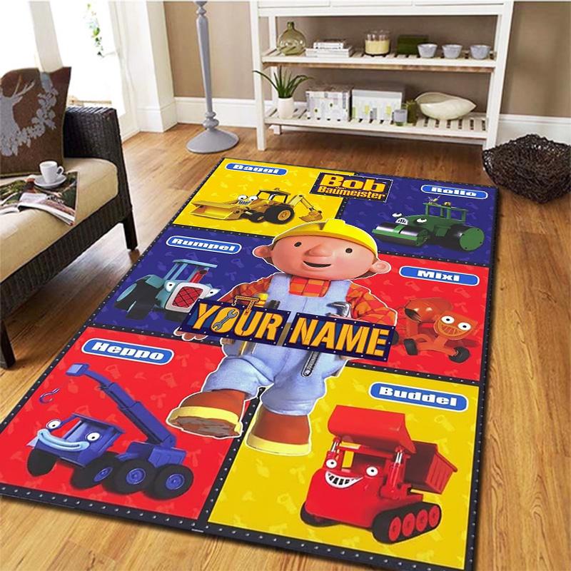 Bob Builder Theme Custom Name Carpet Rug For Living Room Bedroom Home Sofa Decoration Kids Play Nonslip Floor Mat