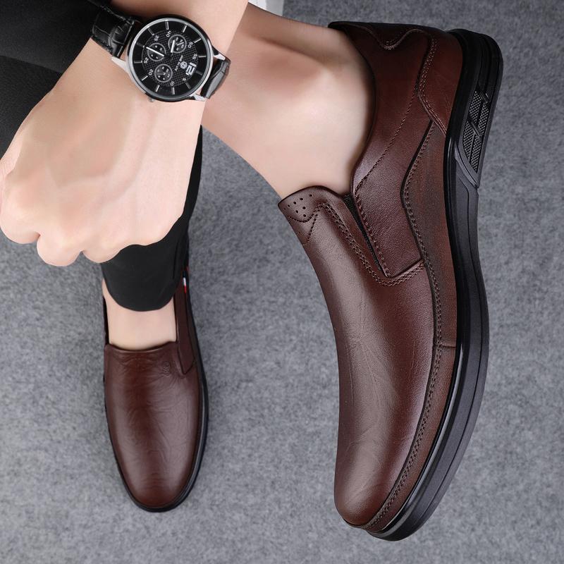 Fashion Handmade Slip on Loafers Elegantes Moccasins Breathable Male Driving Shoes Formal Dress Wedding Shoes Mens Genuine Leather Shoes
