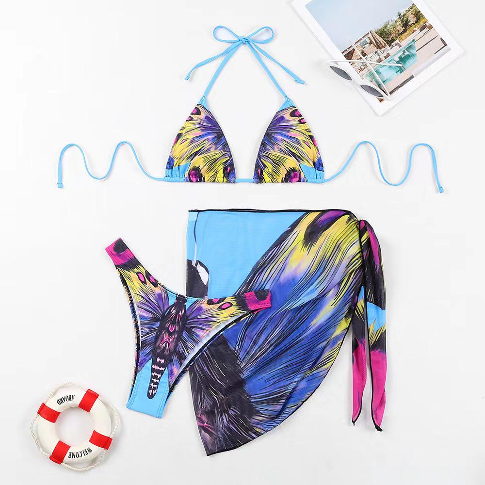 

Элегантный купальник-трикини с глубоким V-вырезом и принтом тай-дай для женщин Medium