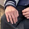 Ost [Set] Ost Simple Wave Couple Ring Set (Orm3A603Qw/Orw3A603Qw)