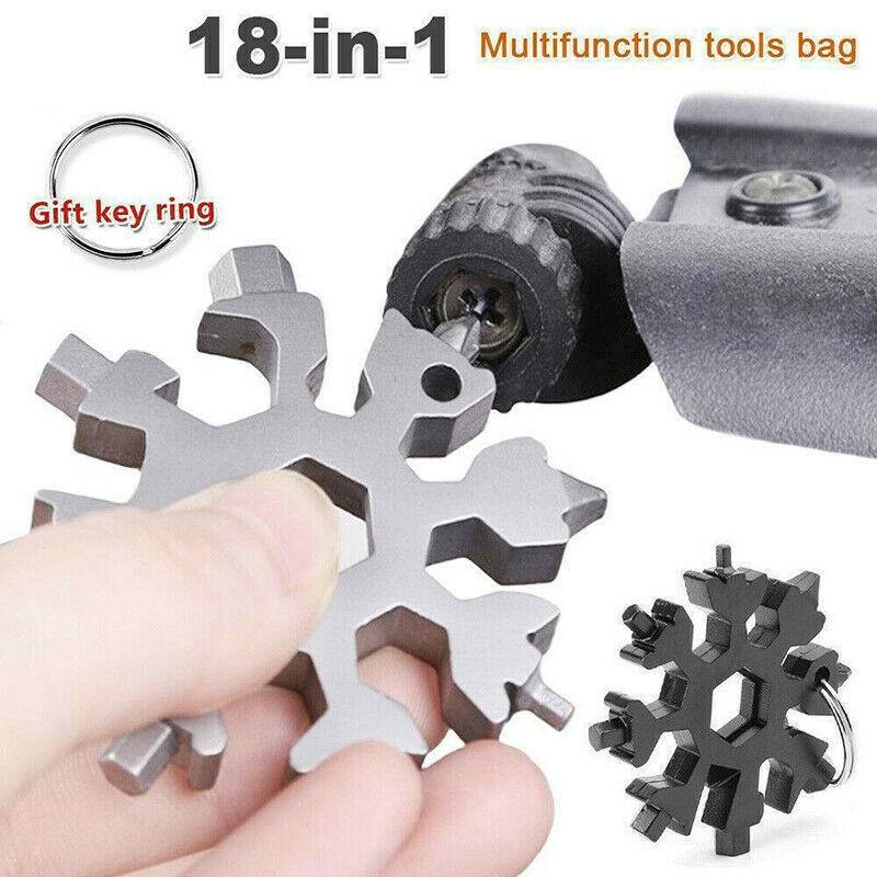 Compact And Durable 18 In 1 Snowflake Multi Tool With Convenient Key Chain Attachment