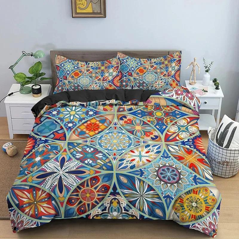 Luxury Boho Mandala Duvet Cover Set Bohemian Bedding Sets Mandala Print Comforter Cover King Size Double Bed Set Quilt Cover