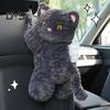 Plush Tissue Box Dispenser Zipper Closure Cartoon Cat Shaped Easy To Install Cute Tissue Box Car Hanging Tissue Organizer