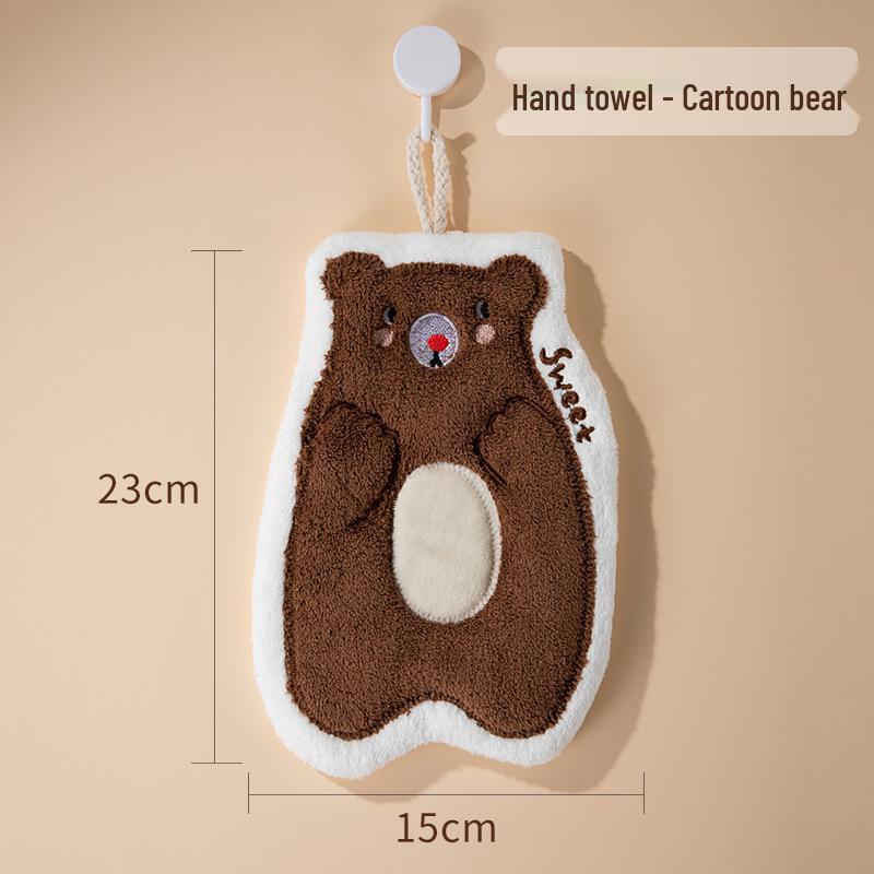 

Cute Coral Fleece Hanging Hand Towel: Absorbent, Thick, No-Shed Kitchen Wiping Rag