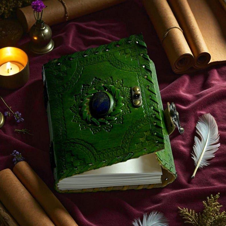 Book of shadows, vintage leather journal, grimoire journal, witch spell book witchcraft supplies, wiccan decor Leather book Travel notebook