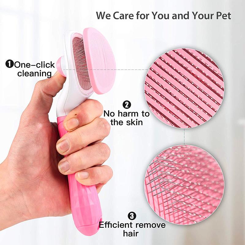 

1PC Pet Dog Cat Grooming Comb Brush Gently Removes Loose Undercoat Knots Mats рожевий