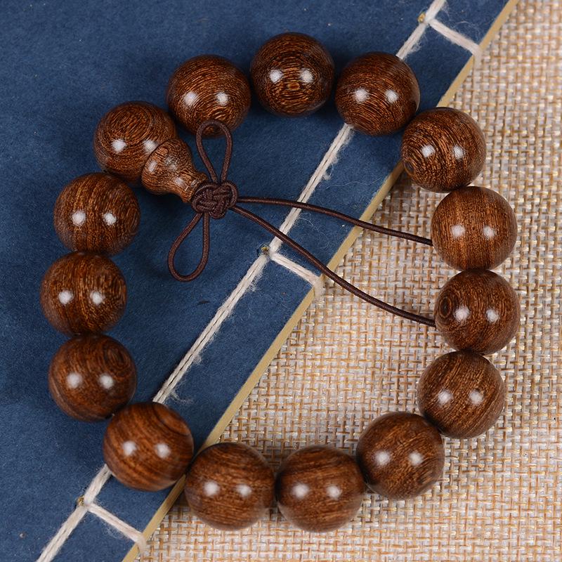 Golden Sandalwood 2.0 Bead Bracelet: Wooden Prayer Jewelry for Men, Women, Couples.