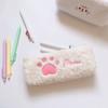 Hairy Cute Kawaii Cat Paw Plush Pencil Bag Case Girl Supplies Simple Student Stationery Pen Case Storage Bag Gifts For Kids