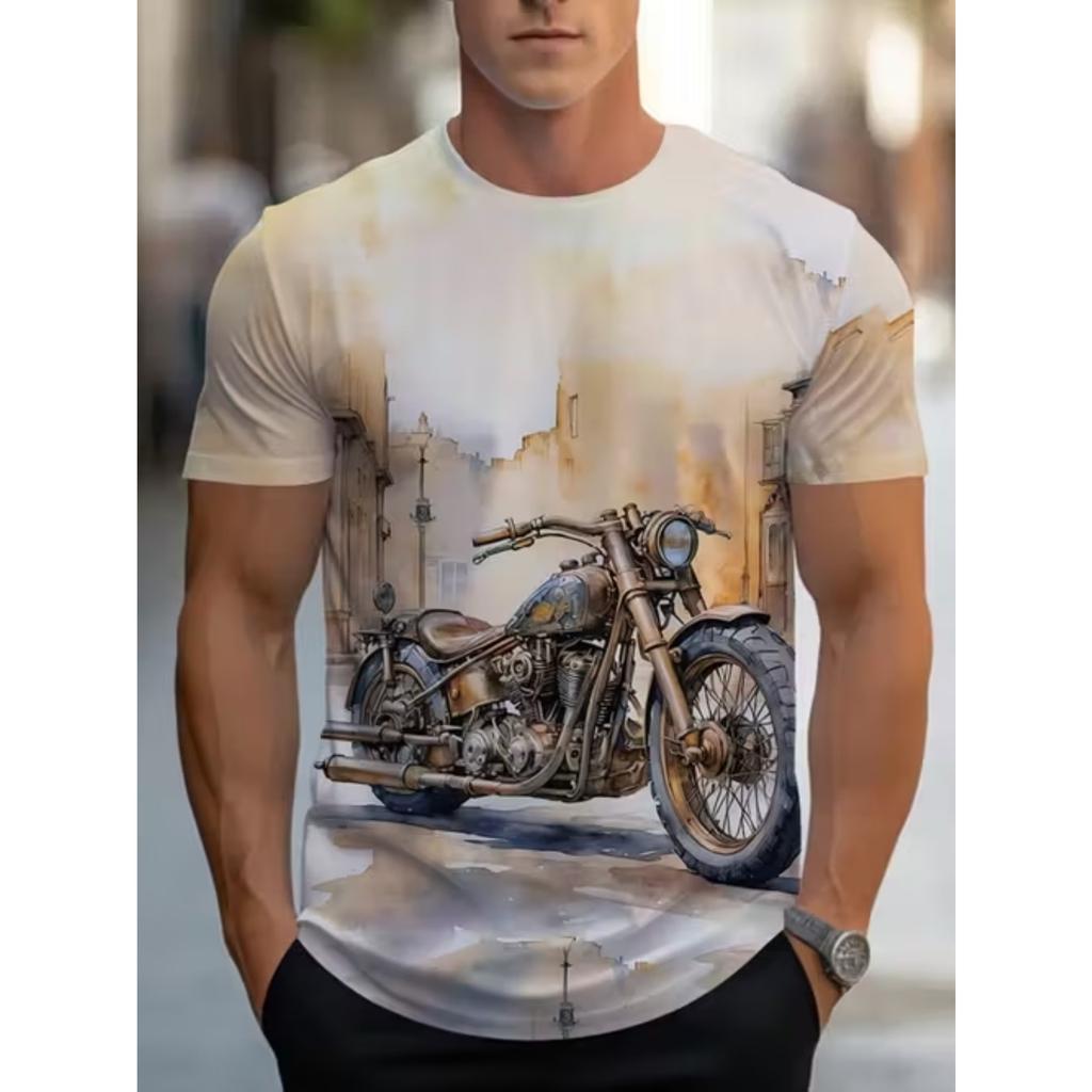 New Summer Men's Fashion T-shirt Personality Simple Pattern Printed Men's T-shirt Top