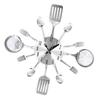 Non-ticking Creative Pan Shape Wall Clock Luxury Metal Digital Wall Timepiece for Kitchen Restaurant Wall Decor