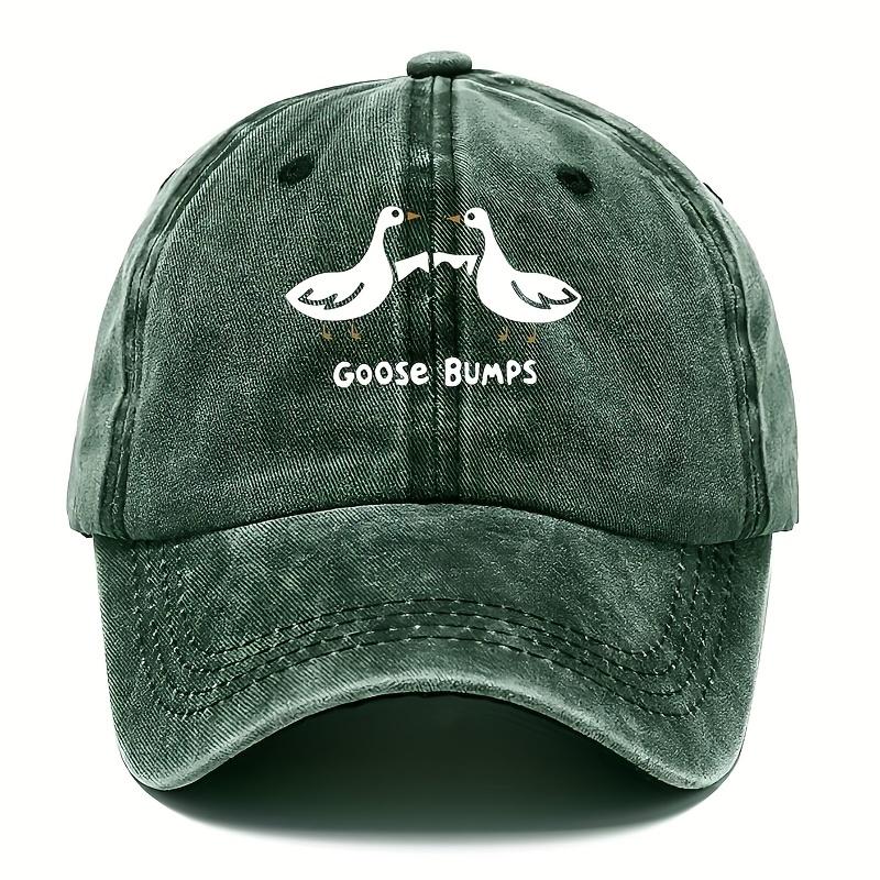 Retro goose print baseball cap with casual dad hat suitable for men's worn-out duck patterned sports hat
