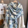 New Retro Fashion Imitation Cashmere Scarf For Women In Winter, Thickened And Warm Neck, Dual Purpose Shawl Exterior