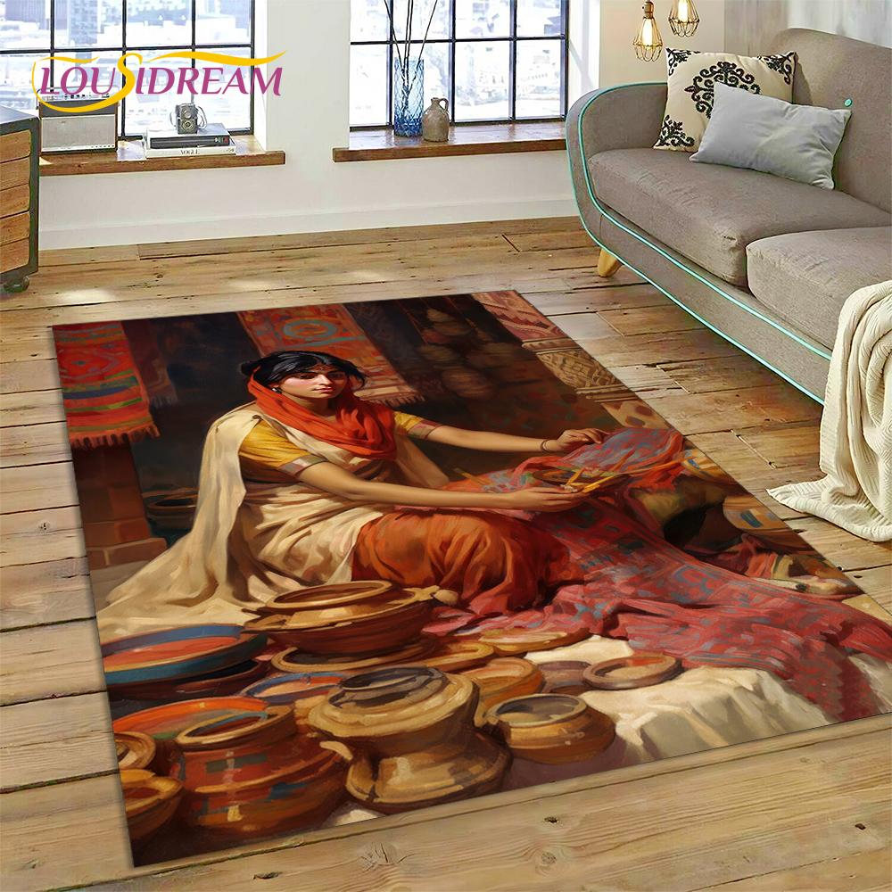 Cartoon Africa Ethiopian Custom Painting Art Carpet Rug for Bedroom Living Room Home Sofa Decoration,kids Large Decor Floor Mat