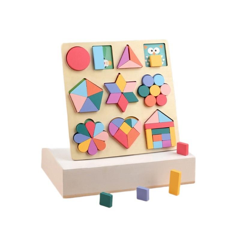 Wooden Shape Puzzle For Toddlers With Geometric Blocks And Cognitive Development Toy For Early Learning