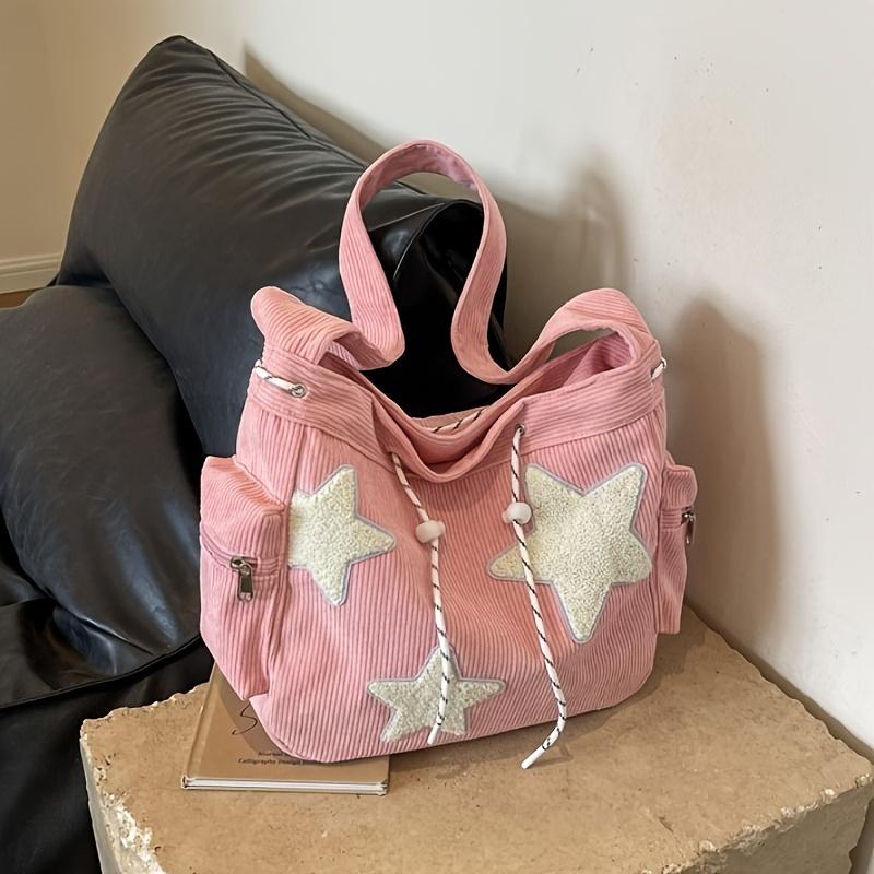Color-Blocking Cord Schultertasche für Damen, Trendy und Vielseitig, Einfach und Modisch, Große Kapazität Canvas Tasche