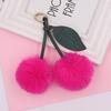 Cherry Plush Fur Ball Keychain for Women - Bag, Backpack, and Car Ornament
