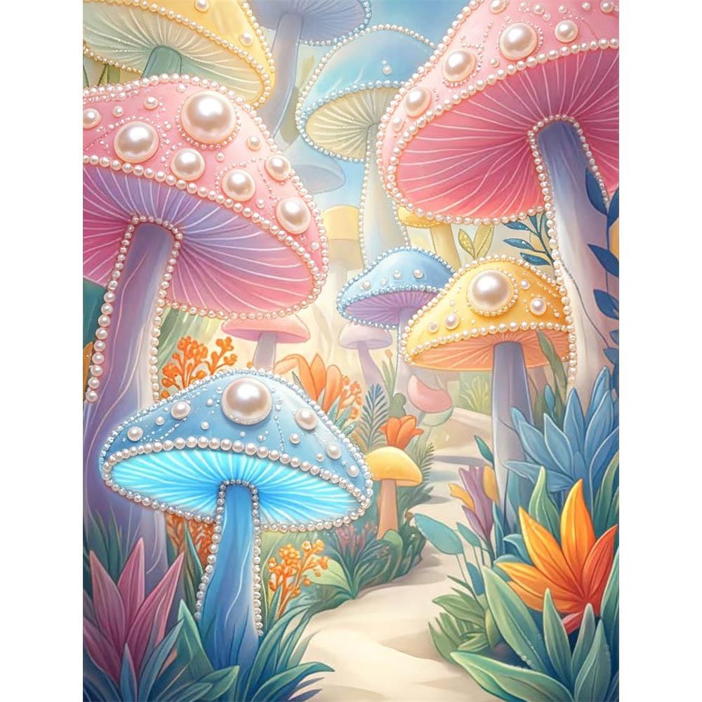 

Mushroom Path Pearl Art Kit 30x40cm Frameless Floral Pearl Diamond Painting DIY Gem Art Craft Gift for Friends & Family Home Wall Decor 30x40cm