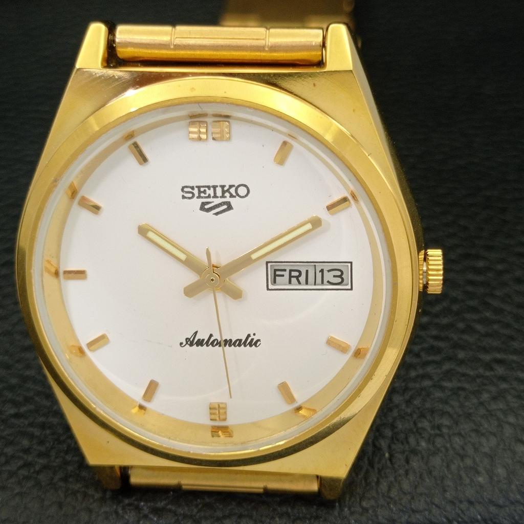 REFURBISHED VINTAGE SEIKO 5 AUTOMATIC JAPAN MENS WHITE DIAL WATCH A434710-2 R121-a434710