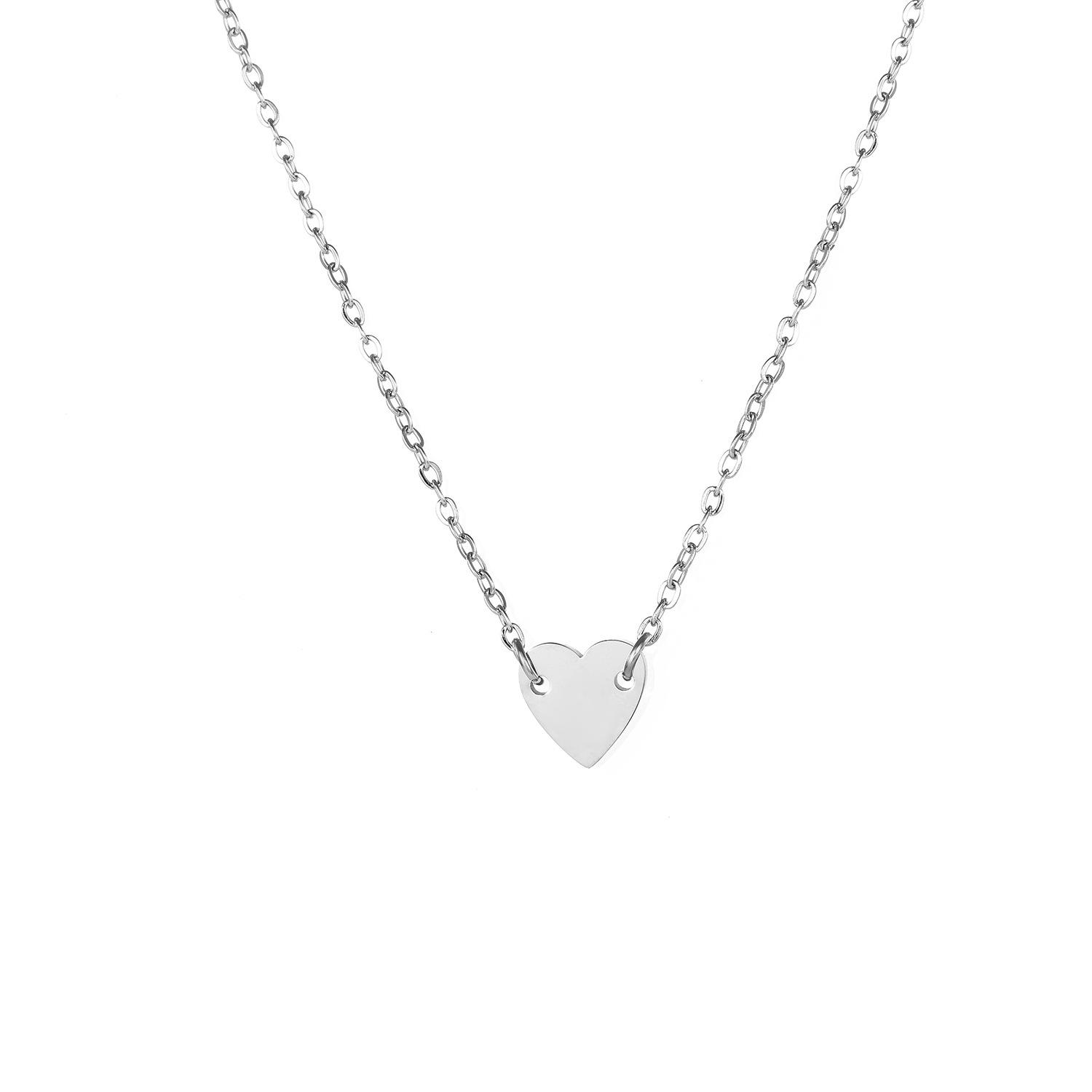Emanco Customizable Women s Stainless Steel Pendant Initial Necklace Gold Plated Love Laser Engravable Heart Trendy Link 42+8CM&Engravable