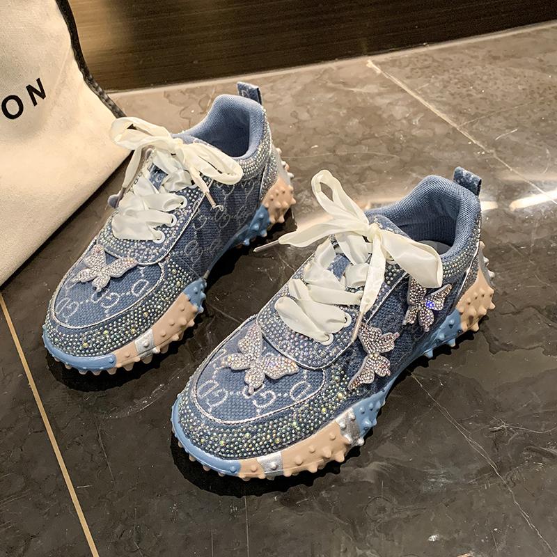 Women Sports Shoes Trend Rhinestone Sneaker Tennis Female Casual Mirror Luxury Designer Elegant Fashion Shoes for Women