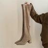 Winter Fashion Stretch Fabric Women Over The Knee Sock Boots Street Style Thick Heel Party Stripper Female Silm Long Booties