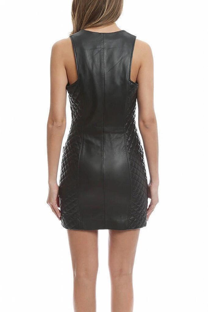 Designer Äkta 100% Svart Klänning Fest Läder Mjuk Snygg Bär Lammhud Dam