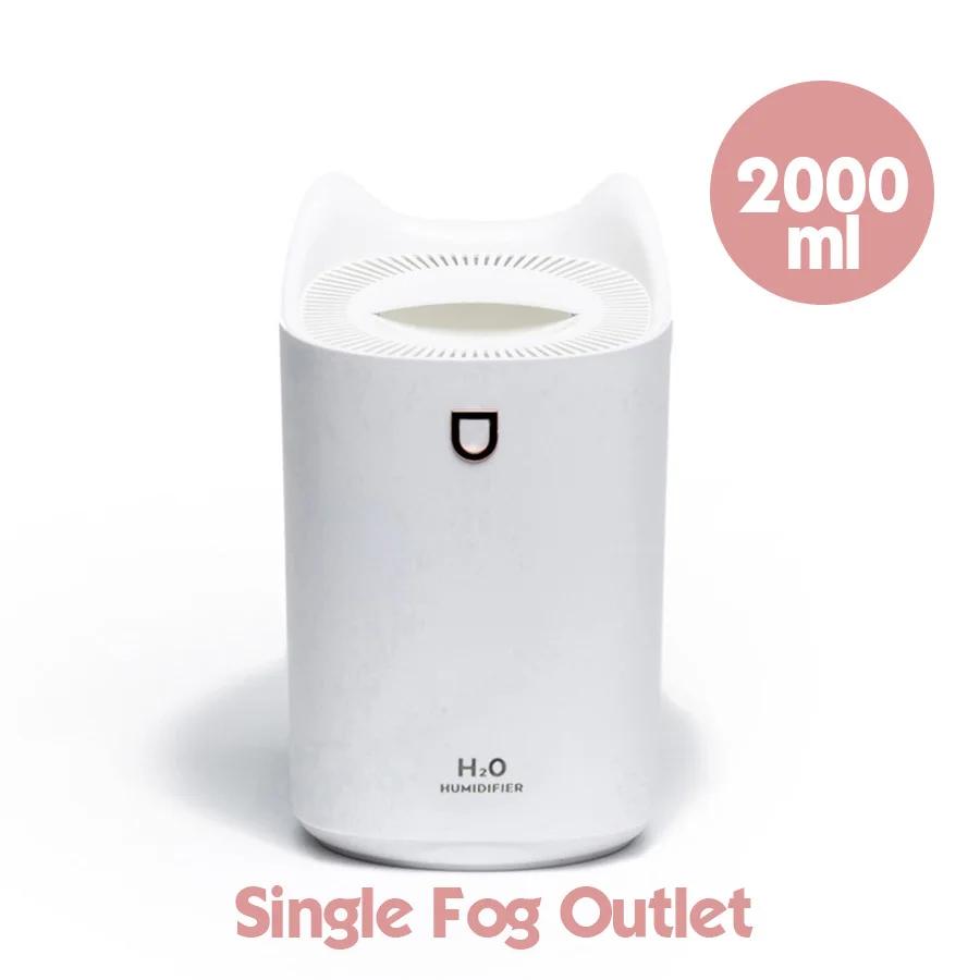 

2L легкий увлажнитель воздуха для домашнего рабочего стола, пополнение воды и увлажнение воздуха, портативный ультразвуковой увлажнитель воздуха в форме кошачьего уха белый