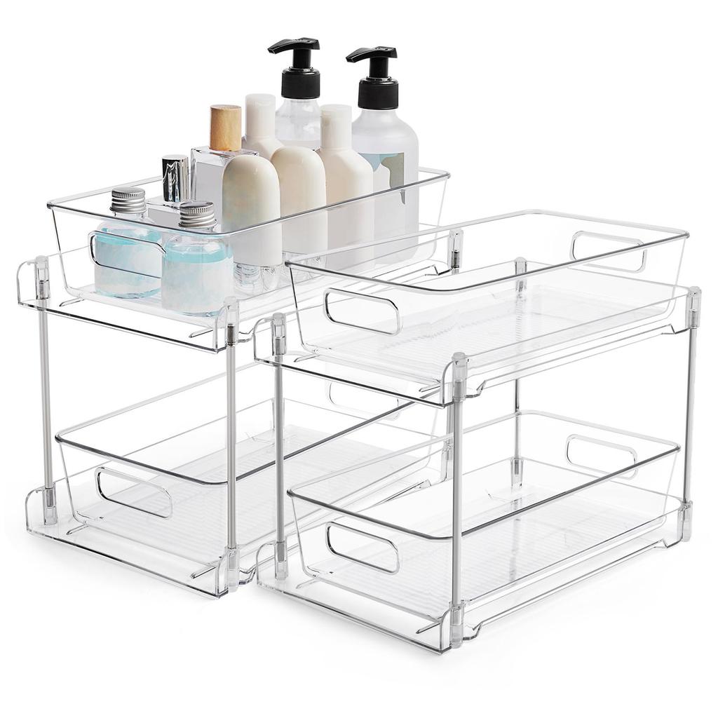 Undersink Kitchen Shelf Cabniet Storage Bins for Countertop Cabinet Kitchens 2Pcs