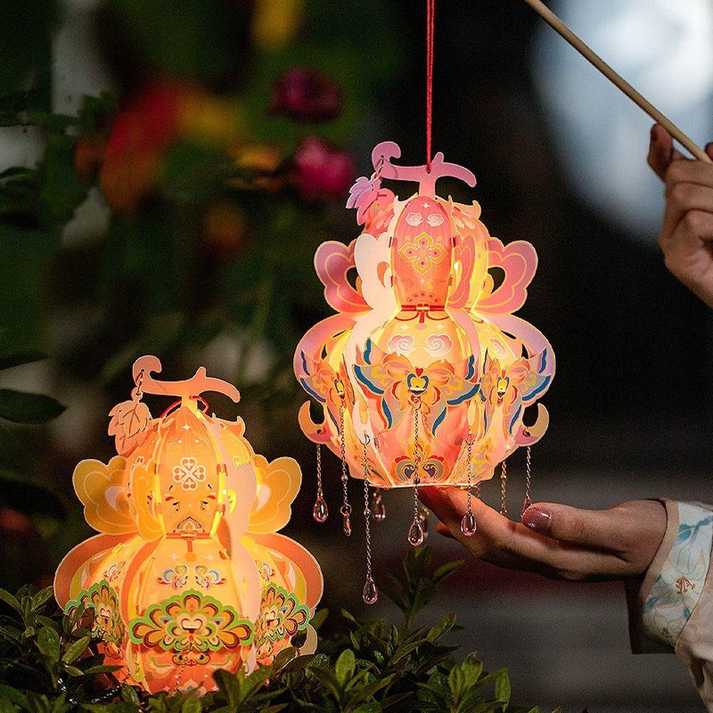Chinese Style Portable Gourd Lantern PVC Antique Lantern LED Lantern Toys  Good Luck Gift