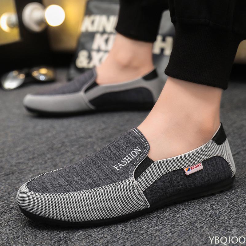 Fashion Summer Men's Flat Bottomed Single Shoes Canvas Casual Trend Set Feet Shallow Mouth Loafers Men Zapatos De Hombre Luxury Sneakers