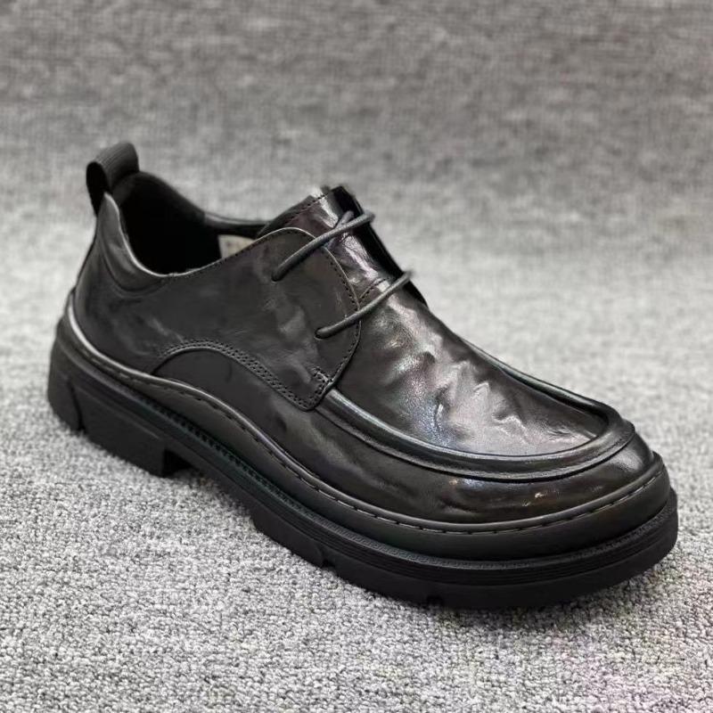 Spring New Leather Breathable Foot Leather Shoes Men's Versatile Casual Fashion Lazy One Pedal Platform Casual Shoes
