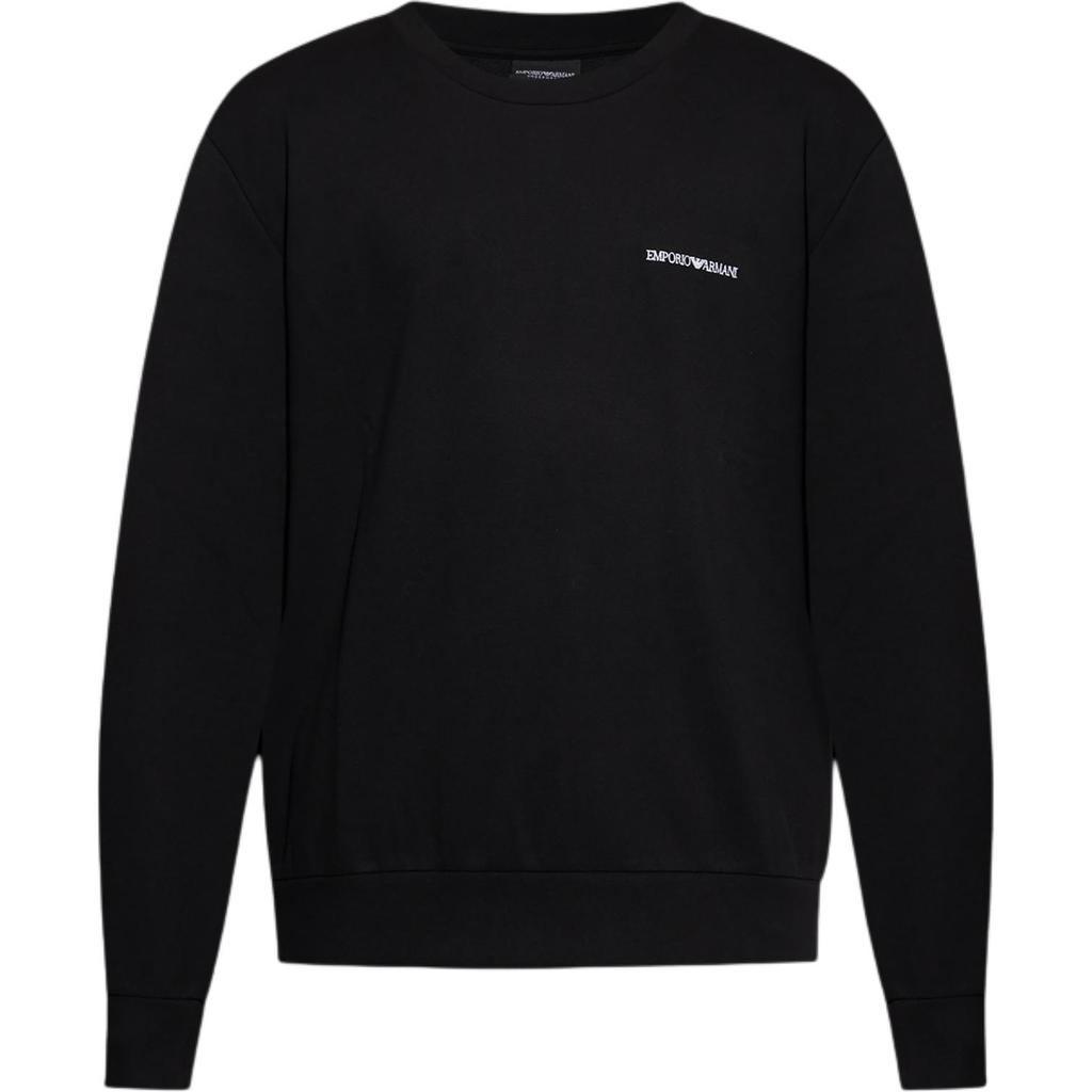 Emporio Armani Logo Embroidered Crew Neck Long Sleeve Sweatshirt Men sweatshirt Black EM000520-AF10790-UC001