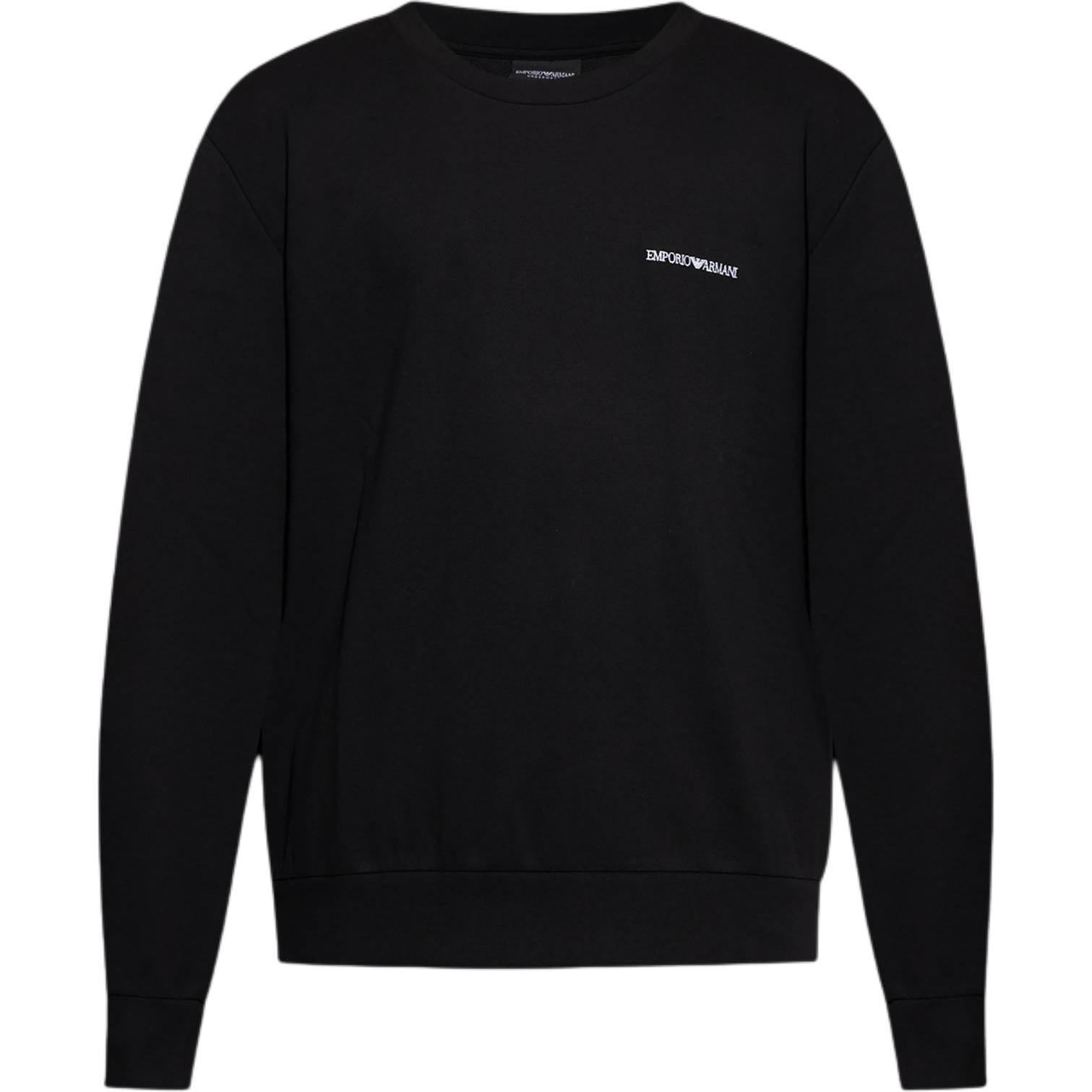 Emporio Armani Свитшот с вышитым логотипом, круглым вырезом, длинным рукавом, мужской, черный, EM000520-AF10790-UC001 XL