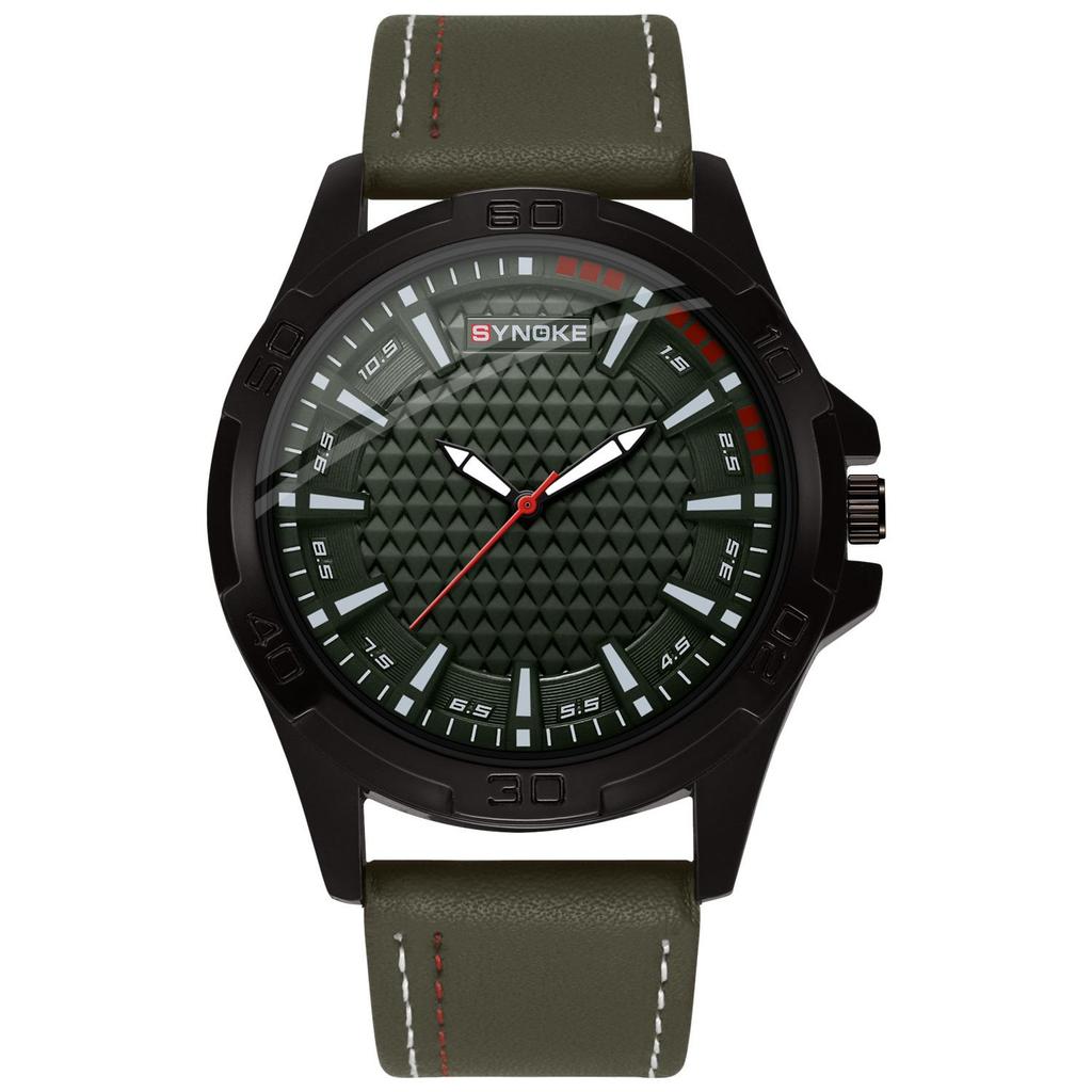 SYNOKE Retro Men's Quartz Watch, Alloy Case, Leather Strap - Fashion Sport Wristwatch, Ideal Student Gift