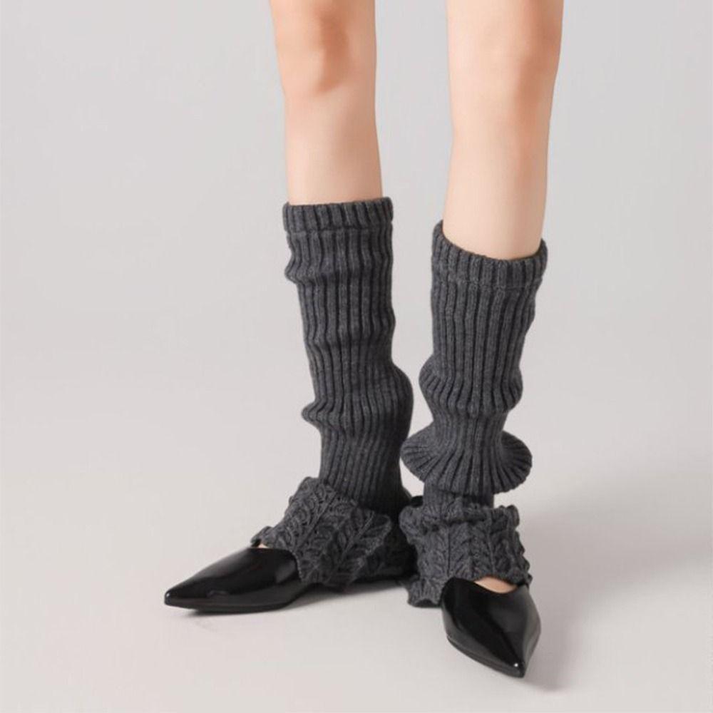 Sweet Women's Foot Cover Y2K Middle Tube Socks Simple Women Knitted Leg Warmers  JK Uniform