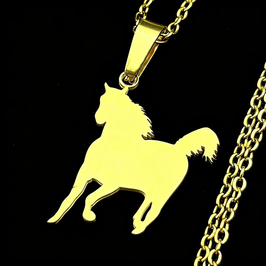 Lucky Horse Year Pony Figure Chain For Women Men Stainless Steel Silver Color Animal Simple Clavicle Necklace Jewelry Gifts
