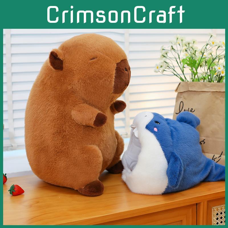 Adorable Shark Capybara Plush Doll Soft Stuffed Animal Toy For Kids In Various Sizes