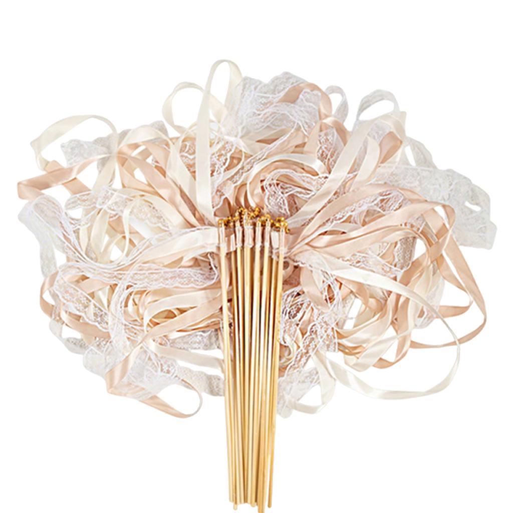 30pcs Wedding Sparklers for Send Off with Gold Bells and Lace Silk Party Event Holiday Celebration Gift