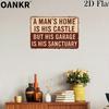 Vintage Heimdekoration Metallblechschild Ein Manns Zuhause ist sein Schloss, aber seine Garage ist sein Heiligtum Kunstposter Metallschilder
