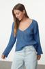 Women's Fashionable Stylish Sweater Stone Wool Wide Fit Crop Basic Knitwear Sweater