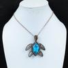Dazzling Blue Topaz Gemstone Handmade Copper Wire Wrap Jewelry Amazing Turtle Shape Pendant