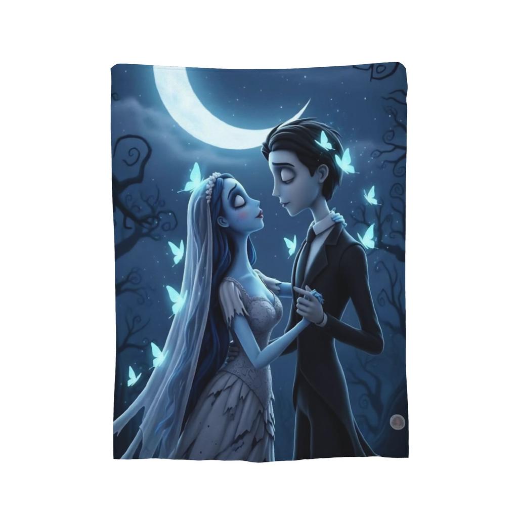 Corpse Bride Emily And Victor Blankets Fleece Summer  Multi-function Lightweight Thin Throw Blankets for Bedding Car Bedspread